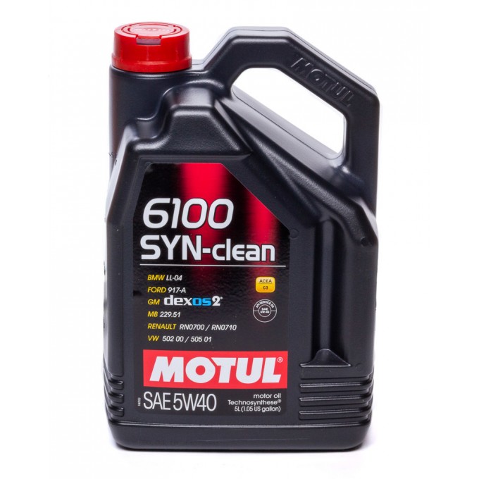 Моторное масло MOTUL 6100 SYN-CLEAN ACEA C3 API SN BMW LL-04 5W40 5л 107943