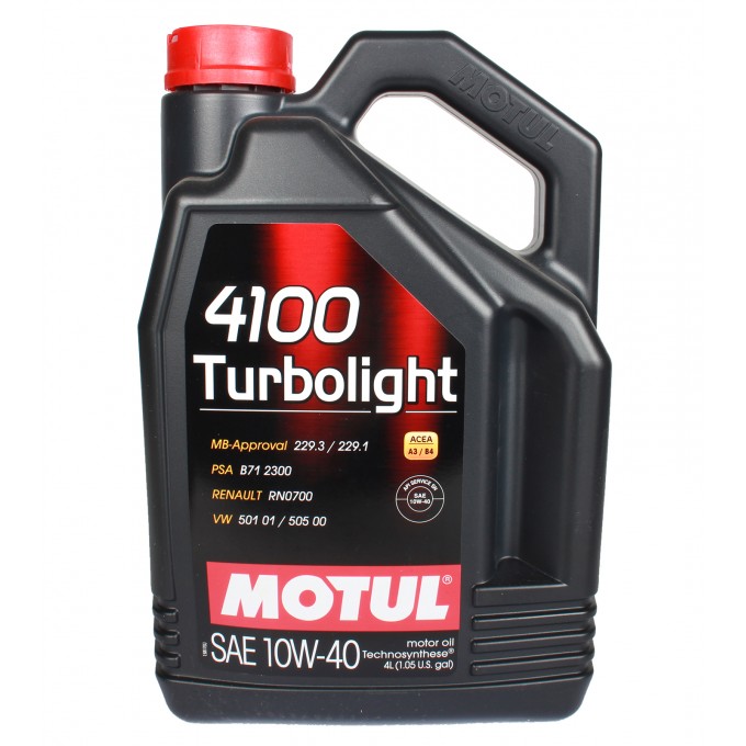 Моторное масло MOTUL 4100 Тurbоlight Арi Sl/Сf, Асеа А3/В3 Vw 500/505 10W40 4л 109462